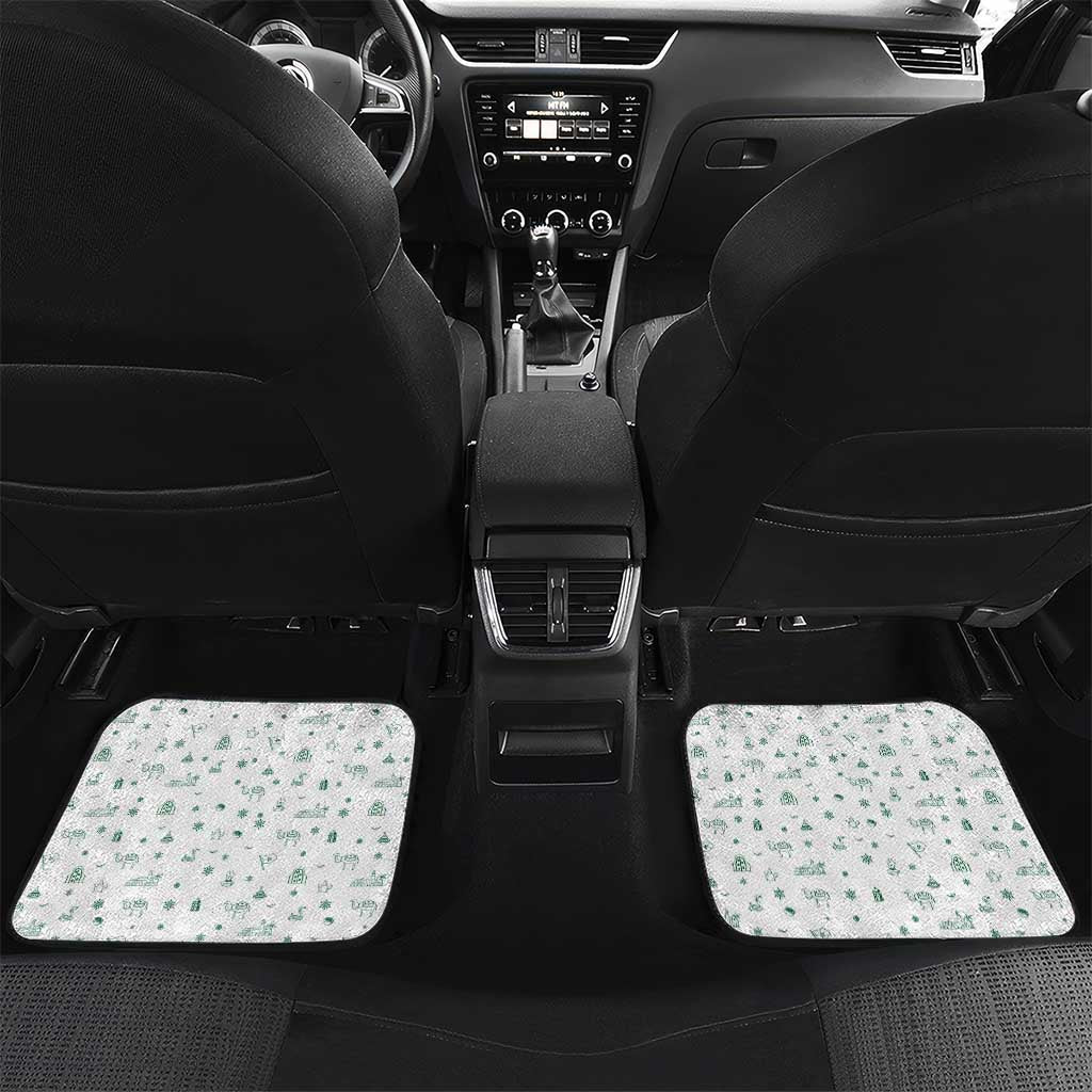 Morocco Christmas Car Mats with Red Horse Santa Hat Arabesque Pattern and Holiday Icons Design - Wonder Print Shop