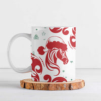 Morocco Christmas Ceramic Mug with Red Horse Santa Hat Arabesque Pattern and Holiday Icons Design - Wonder Print Shop