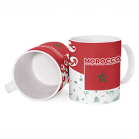 Morocco Christmas Ceramic Mug with Red Horse Santa Hat Arabesque Pattern and Holiday Icons Design - Wonder Print Shop