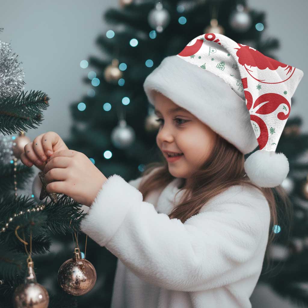 Morocco Christmas Santa Hat with Red Horse Santa Hat Arabesque Pattern and Holiday Icons Design - Wonder Print Shop