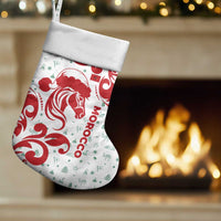 Morocco Christmas Stocking with Red Horse Santa Hat Arabesque Pattern and Holiday Icons Design - Wonder Print Shop