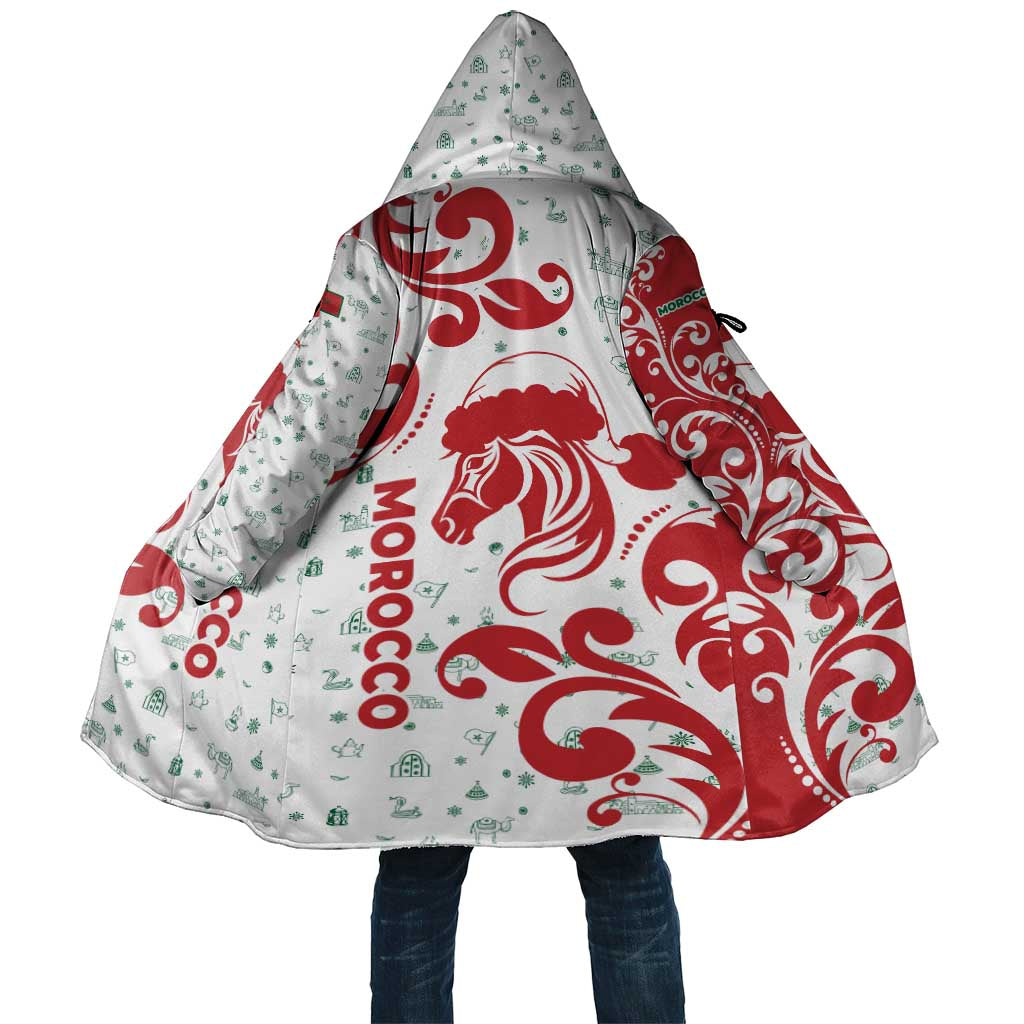 Morocco Christmas Cloak with Red Horse Santa Hat Arabesque Pattern and Holiday Icons Design - Wonder Print Shop