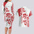 Morocco Christmas Couples Matching Long Sleeve Bodycon Dress and Hawaiian Shirt with Red Horse Santa Hat Arabesque Pattern and Holiday Icons Design - Wonder Print Shop