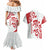 Morocco Christmas Couples Matching Mermaid Dress and Hawaiian Shirt with Red Horse Santa Hat Arabesque Pattern and Holiday Icons Design - Wonder Print Shop