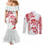 Morocco Christmas Couples Matching Mermaid Dress and Long Sleeve Button Shirt with Red Horse Santa Hat Arabesque Pattern and Holiday Icons Design - Wonder Print Shop