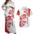 Morocco Christmas Couples Matching Off Shoulder Maxi Dress and Hawaiian Shirt with Red Horse Santa Hat Arabesque Pattern and Holiday Icons Design - Wonder Print Shop