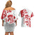 Morocco Christmas Couples Matching Off Shoulder Short Dress and Hawaiian Shirt with Red Horse Santa Hat Arabesque Pattern and Holiday Icons Design - Wonder Print Shop