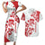 Morocco Christmas Couples Matching Short Sleeve Bodycon Dress and Hawaiian Shirt with Red Horse Santa Hat Arabesque Pattern and Holiday Icons Design - Wonder Print Shop