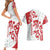 Morocco Christmas Couples Matching Short Sleeve Bodycon Dress and Hawaiian Shirt with Red Horse Santa Hat Arabesque Pattern and Holiday Icons Design - Wonder Print Shop