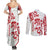 Morocco Christmas Couples Matching Summer Maxi Dress and Long Sleeve Button Shirt with Red Horse Santa Hat Arabesque Pattern and Holiday Icons Design - Wonder Print Shop