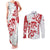 Morocco Christmas Couples Matching Tank Maxi Dress and Long Sleeve Button Shirt with Red Horse Santa Hat Arabesque Pattern and Holiday Icons Design - Wonder Print Shop