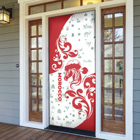 Morocco Christmas Door Cover with Red Horse Santa Hat Arabesque Pattern and Holiday Icons Design - Wonder Print Shop