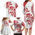 Morocco Christmas Family Matching Long Sleeve Bodycon Dress and Hawaiian Shirt with Red Horse Santa Hat Arabesque Pattern and Holiday Icons Design - Wonder Print Shop