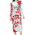 Morocco Christmas Family Matching Long Sleeve Bodycon Dress and Hawaiian Shirt with Red Horse Santa Hat Arabesque Pattern and Holiday Icons Design - Wonder Print Shop