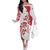 Morocco Christmas Family Matching Off The Shoulder Long Sleeve Dress and Hawaiian Shirt with Red Horse Santa Hat Arabesque Pattern and Holiday Icons Design - Wonder Print Shop