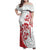 Morocco Christmas Family Matching Off Shoulder Maxi Dress and Hawaiian Shirt with Red Horse Santa Hat Arabesque Pattern and Holiday Icons Design - Wonder Print Shop