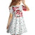 Morocco Christmas Family Matching Off Shoulder Short Dress and Hawaiian Shirt with Red Horse Santa Hat Arabesque Pattern and Holiday Icons Design - Wonder Print Shop