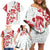 Morocco Christmas Family Matching Off Shoulder Short Dress and Hawaiian Shirt with Red Horse Santa Hat Arabesque Pattern and Holiday Icons Design - Wonder Print Shop