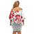 Morocco Christmas Family Matching Off Shoulder Short Dress and Hawaiian Shirt with Red Horse Santa Hat Arabesque Pattern and Holiday Icons Design - Wonder Print Shop