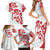 Morocco Christmas Family Matching Short Sleeve Bodycon Dress and Hawaiian Shirt with Red Horse Santa Hat Arabesque Pattern and Holiday Icons Design - Wonder Print Shop