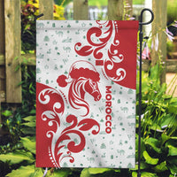 Morocco Christmas Garden Flag with Red Horse Santa Hat Arabesque Pattern and Holiday Icons Design - Wonder Print Shop