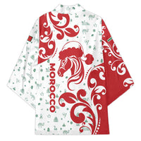 Morocco Christmas Kimono with Red Horse Santa Hat Arabesque Pattern and Holiday Icons Design - Wonder Print Shop