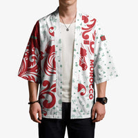 Morocco Christmas Kimono with Red Horse Santa Hat Arabesque Pattern and Holiday Icons Design - Wonder Print Shop