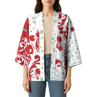 Morocco Christmas Kimono with Red Horse Santa Hat Arabesque Pattern and Holiday Icons Design - Wonder Print Shop