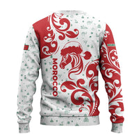 Morocco Christmas Ugly Christmas Sweater with Red Horse Santa Hat Arabesque Pattern and Holiday Icons Design - Wonder Print Shop