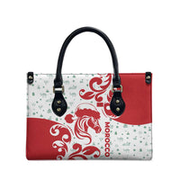 Morocco Christmas Leather Bag with Red Horse Santa Hat Arabesque Pattern and Holiday Icons Design - Wonder Print Shop