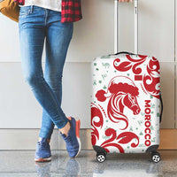 Morocco Christmas Luggage Cover with Red Horse Santa Hat Arabesque Pattern and Holiday Icons Design - Wonder Print Shop
