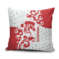 Morocco Christmas Pillow Cover with Red Horse Santa Hat Arabesque Pattern and Holiday Icons Design - Wonder Print Shop