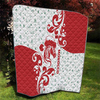 Morocco Christmas Quilt with Red Horse Santa Hat Arabesque Pattern and Holiday Icons Design - Wonder Print Shop