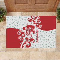 Morocco Christmas Rubber Doormat with Red Horse Santa Hat Arabesque Pattern and Holiday Icons Design - Wonder Print Shop