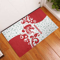 Morocco Christmas Rubber Doormat with Red Horse Santa Hat Arabesque Pattern and Holiday Icons Design - Wonder Print Shop
