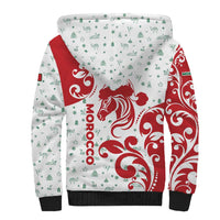 Morocco Christmas Sherpa Hoodie with Red Horse Santa Hat Arabesque Pattern and Holiday Icons Design - Wonder Print Shop