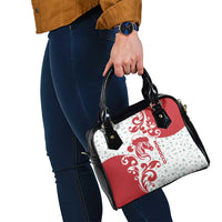 Morocco Christmas Shoulder Handbag with Red Horse Santa Hat Arabesque Pattern and Holiday Icons Design - Wonder Print Shop