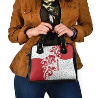 Morocco Christmas Shoulder Handbag with Red Horse Santa Hat Arabesque Pattern and Holiday Icons Design - Wonder Print Shop