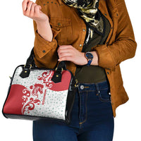 Morocco Christmas Shoulder Handbag with Red Horse Santa Hat Arabesque Pattern and Holiday Icons Design - Wonder Print Shop