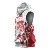Morocco Christmas Sleeveless Hoodie with Red Horse Santa Hat Arabesque Pattern and Holiday Icons Design - Wonder Print Shop