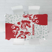 Morocco Christmas Tablecloth with Red Horse Santa Hat Arabesque Pattern and Holiday Icons Design - Wonder Print Shop