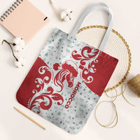 Morocco Christmas Tote Bag with Red Horse Santa Hat Arabesque Pattern and Holiday Icons Design - Wonder Print Shop