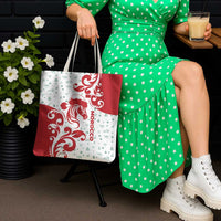 Morocco Christmas Tote Bag with Red Horse Santa Hat Arabesque Pattern and Holiday Icons Design - Wonder Print Shop