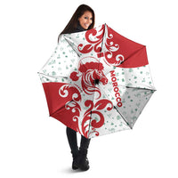 Morocco Christmas Umbrella with Red Horse Santa Hat Arabesque Pattern and Holiday Icons Design - Wonder Print Shop