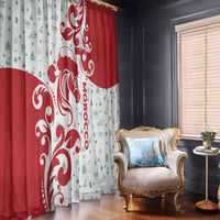 Morocco Christmas Window Curtain with Red Horse Santa Hat Arabesque Pattern and Holiday Icons Design - Wonder Print Shop