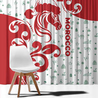 Morocco Christmas Window Curtain with Red Horse Santa Hat Arabesque Pattern and Holiday Icons Design - Wonder Print Shop