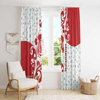 Morocco Christmas Window Curtain with Red Horse Santa Hat Arabesque Pattern and Holiday Icons Design - Wonder Print Shop