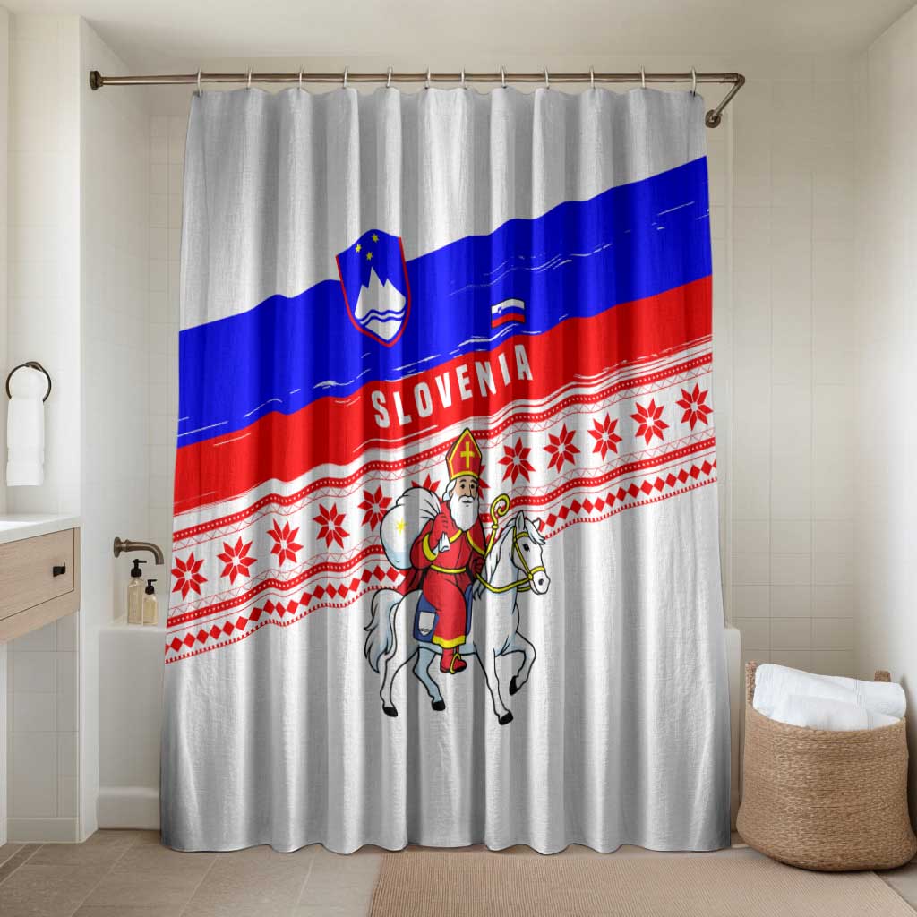 Slovenia Christmas Bathroom Set with Saint Nicholas White Horse Snowflake Pattern and National Flag Design - Wonder Print Shop