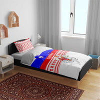 Slovenia Christmas Bedding Set with Saint Nicholas White Horse Snowflake Pattern and National Flag Design - Wonder Print Shop