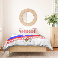 Slovenia Christmas Bedding Set with Saint Nicholas White Horse Snowflake Pattern and National Flag Design - Wonder Print Shop